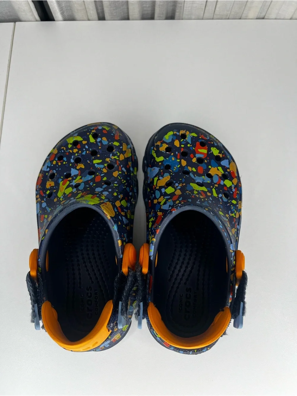 Crocs Kids’ Multi-Color Splash Clogs with Orange Strap